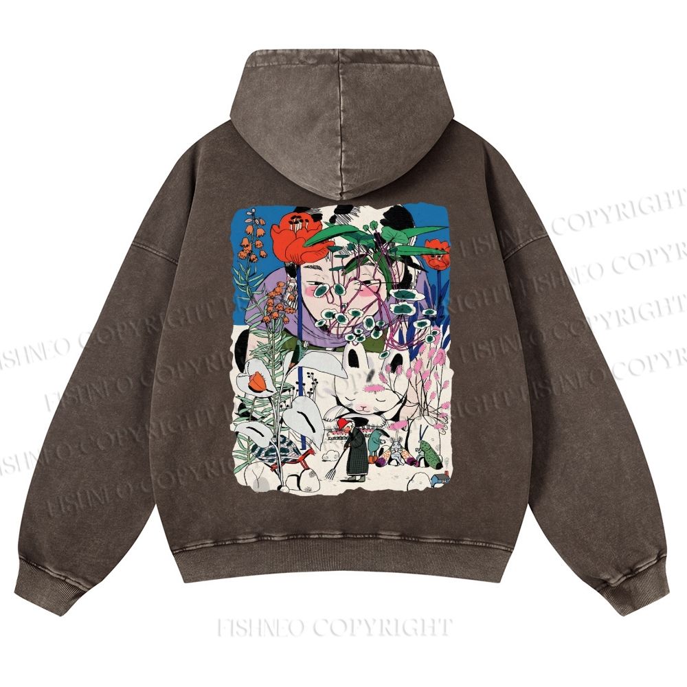 Vintage Graffiti Casual Washed Hoodie