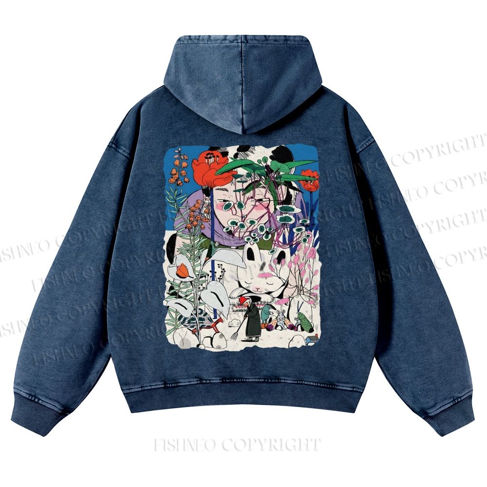Vintage Graffiti Casual Washed Hoodie