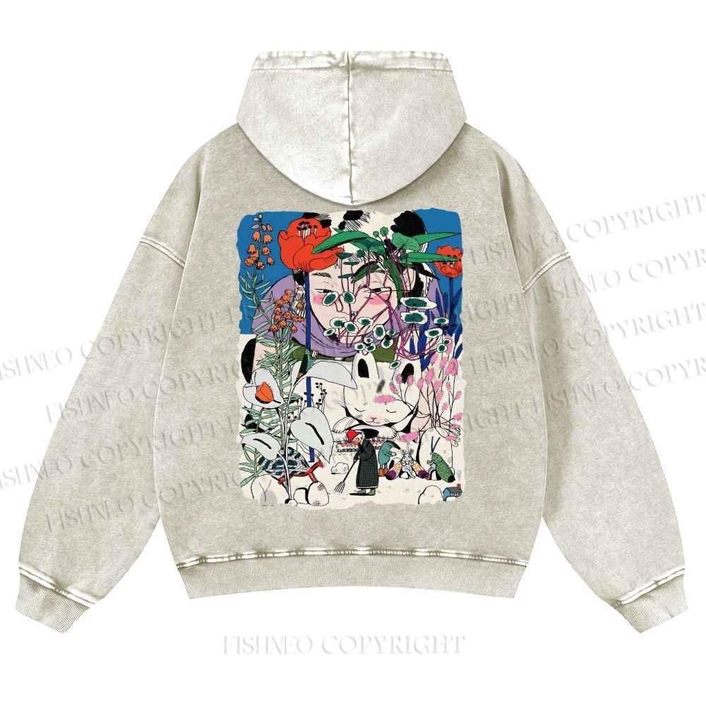 Vintage Graffiti Casual Washed Hoodie