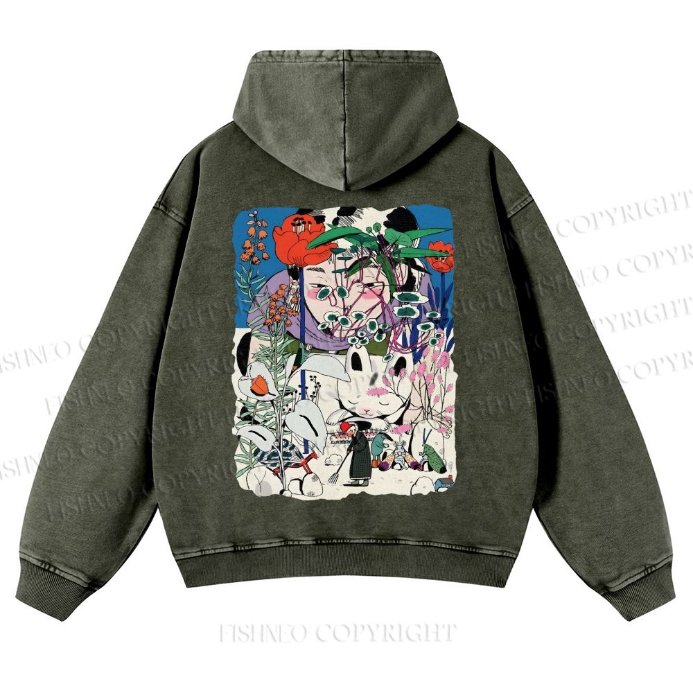 Vintage Graffiti Casual Washed Hoodie