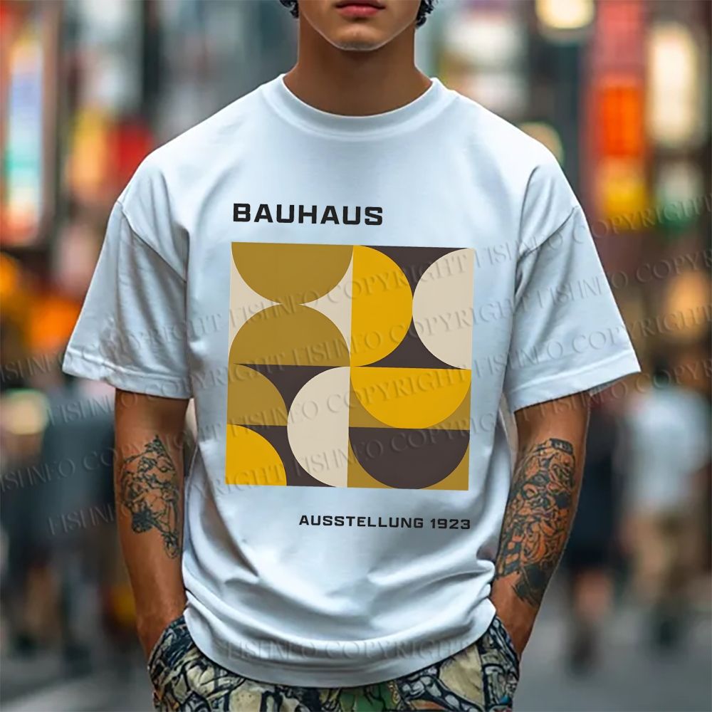 Unisex Bauhaus Geometric Printed Classic Cotton T-shirt