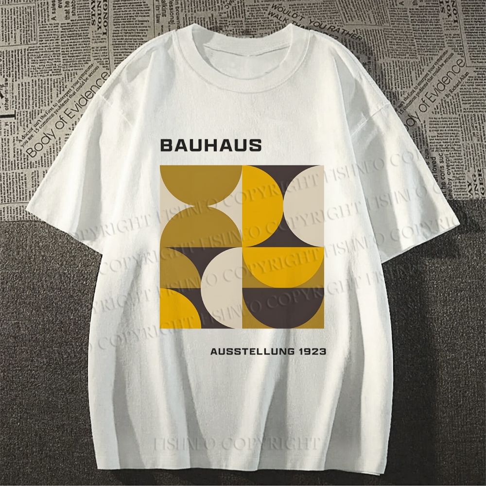 Unisex Bauhaus Geometric Printed Classic Cotton T-shirt