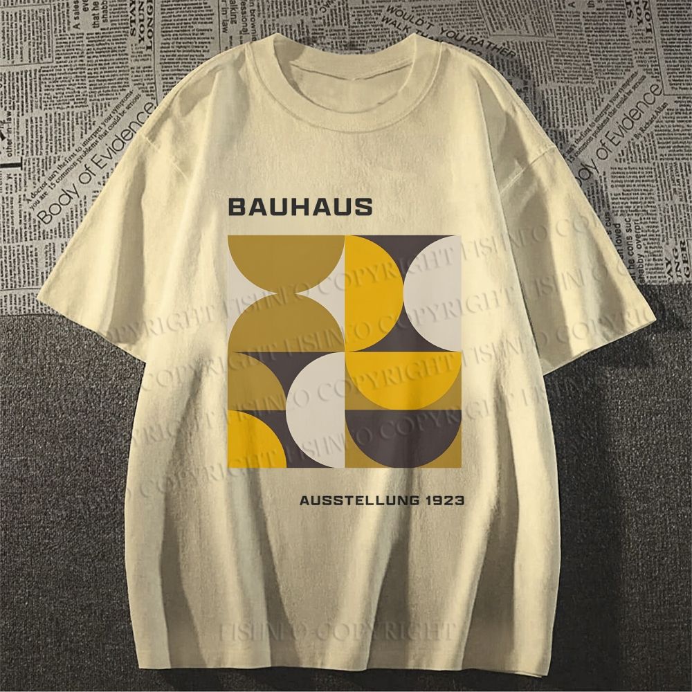 Unisex Bauhaus Geometric Printed Classic Cotton T-shirt