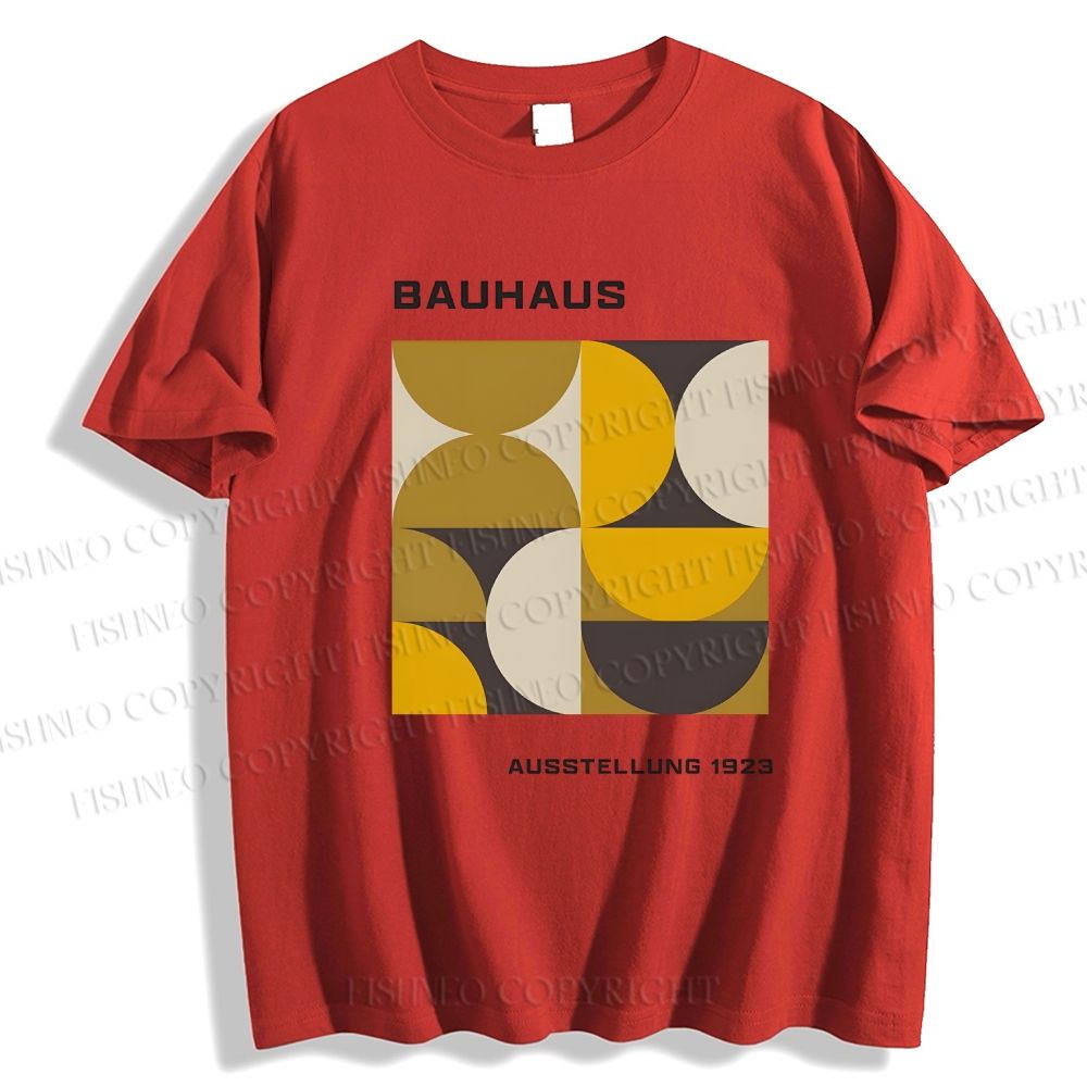 Unisex Bauhaus Geometric Printed Classic Cotton T-shirt