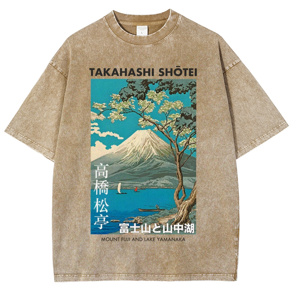 Mount Fuji and Lake Yamanaka Vintage Washed T-shirt