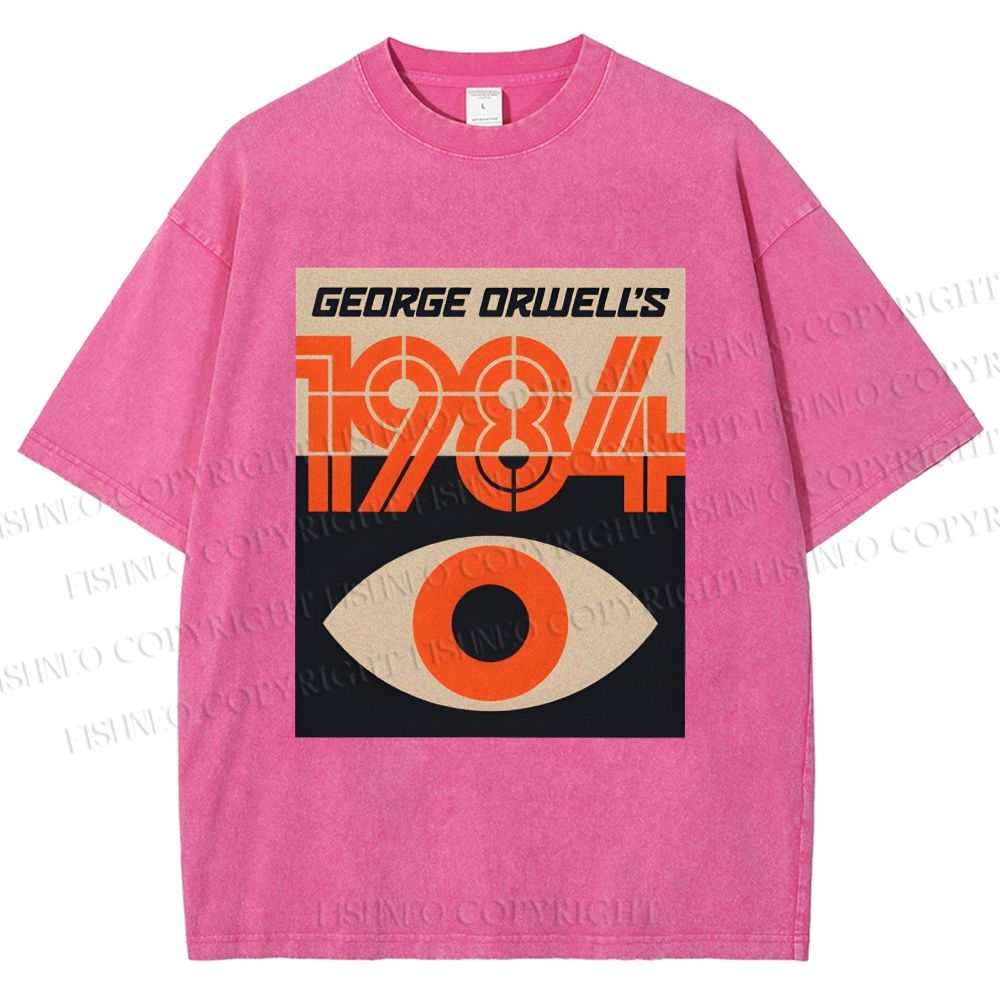 Unisex Artistic Geometric Eyes Printed Washed Tee