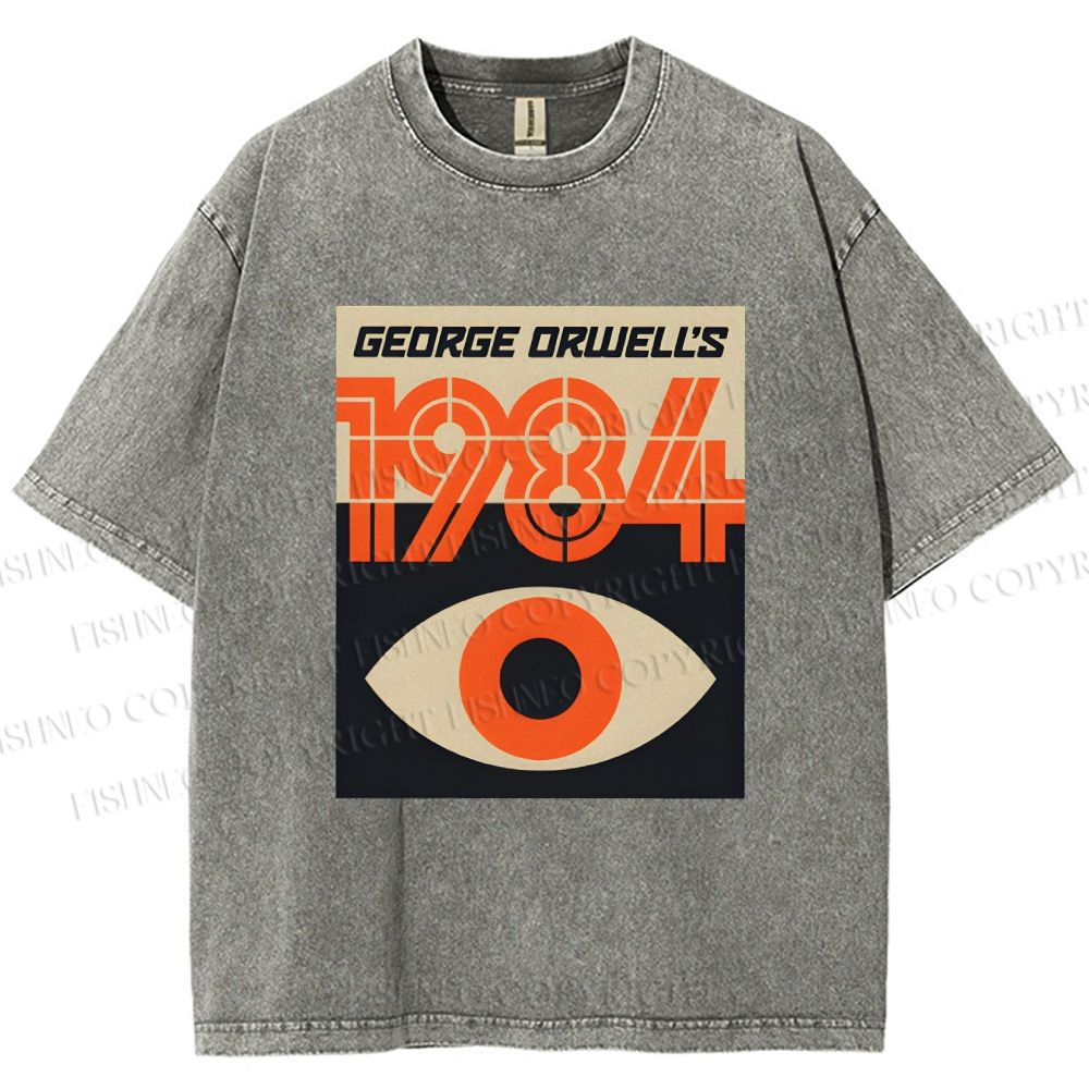 Unisex Artistic Geometric Eyes Printed Washed Tee
