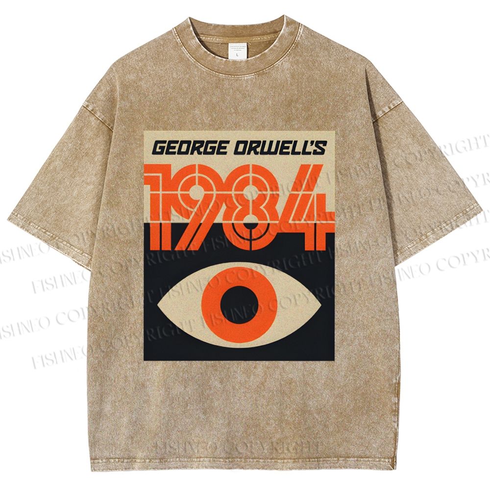 Unisex Artistic Geometric Eyes Printed Washed Tee