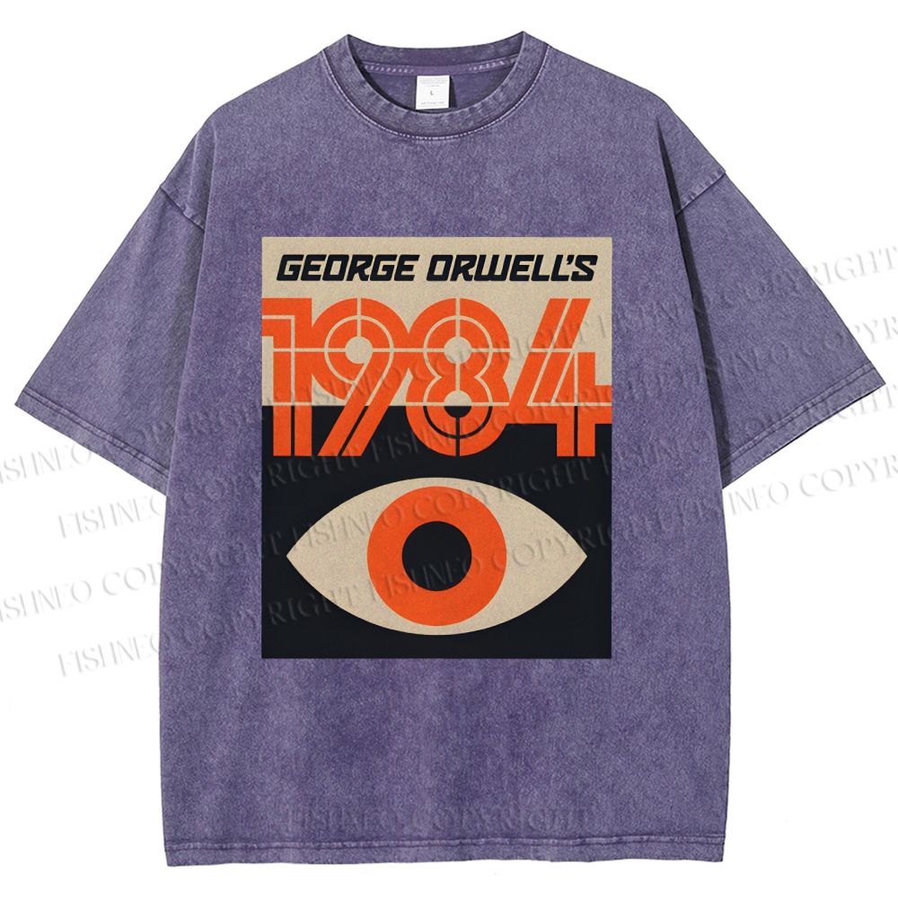 Unisex Artistic Geometric Eyes Printed Washed Tee