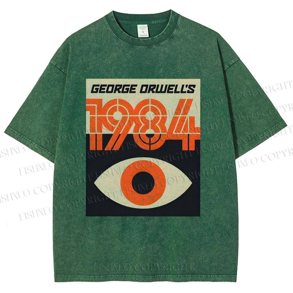 Unisex Artistic Geometric Eyes Printed Washed Tee