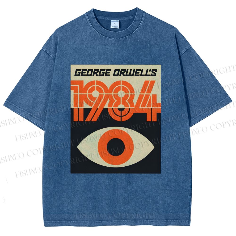 Unisex Artistic Geometric Eyes Printed Washed Tee