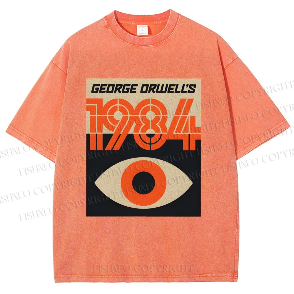 Unisex Artistic Geometric Eyes Printed Washed Tee