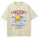 Unisex Sardines Printed Washed Tee