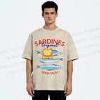 Unisex Sardines Printed Washed Tee