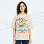 Unisex Sardines Printed Washed Tee