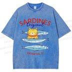 Unisex Sardines Printed Washed Tee