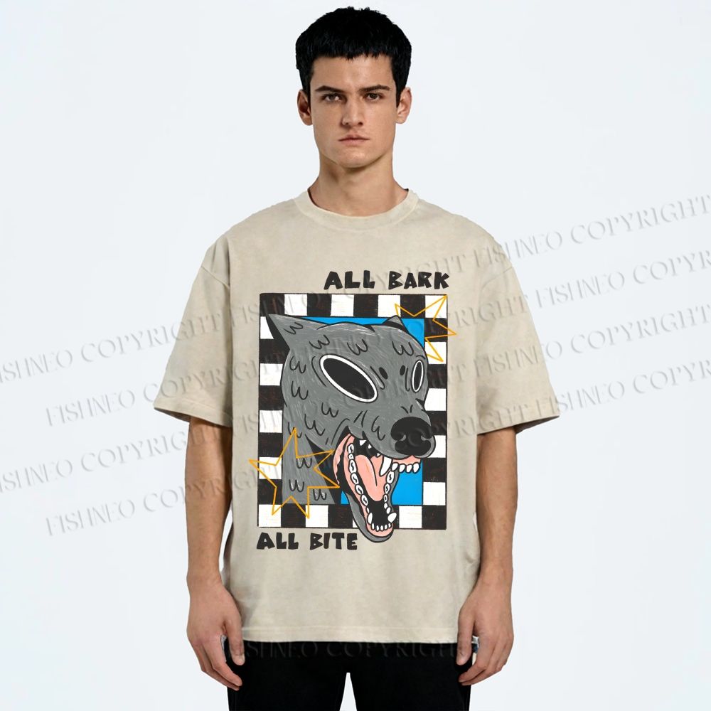 Unisex All Bark All Bite Printed Washed Tee