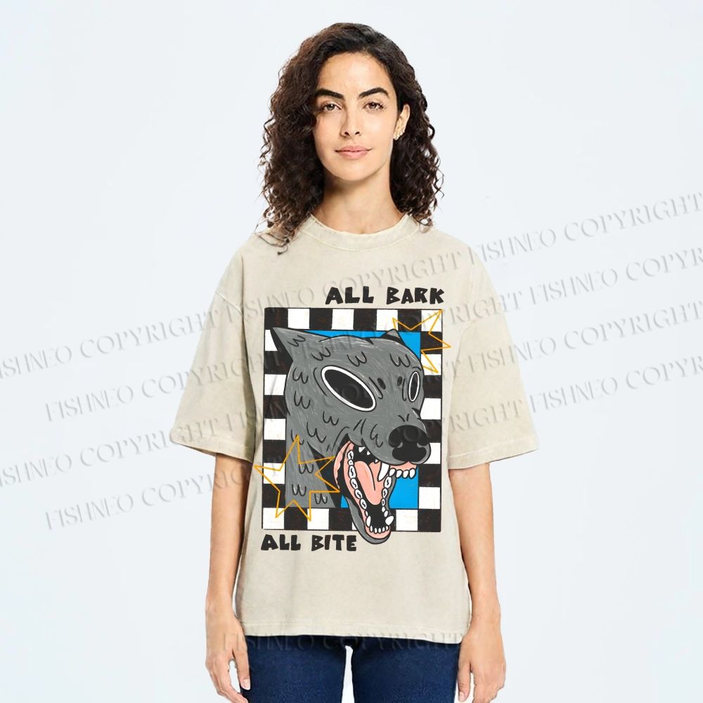 Unisex All Bark All Bite Printed Washed Tee