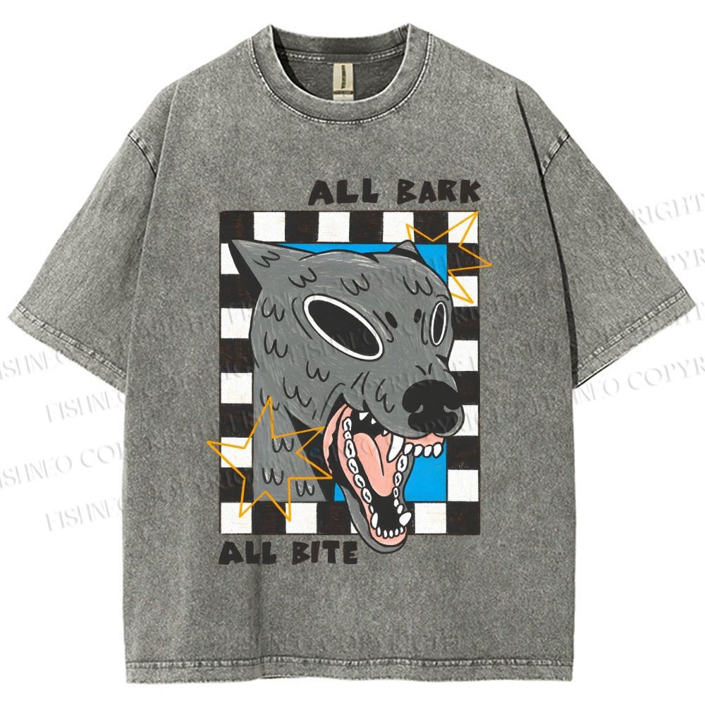 Unisex All Bark All Bite Printed Washed Tee