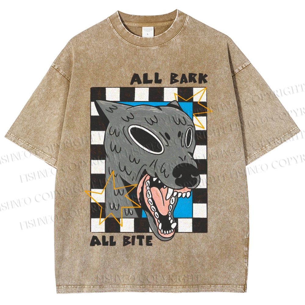 Unisex All Bark All Bite Printed Washed Tee