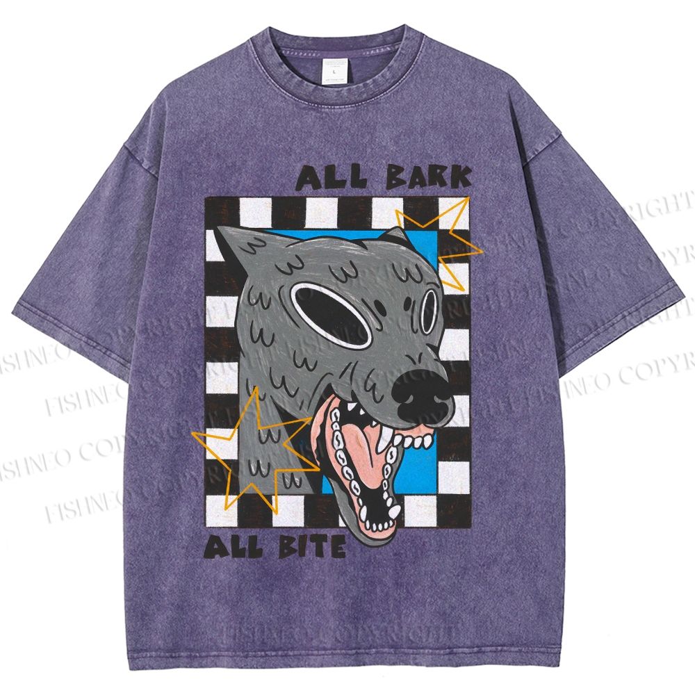 Unisex All Bark All Bite Printed Washed Tee