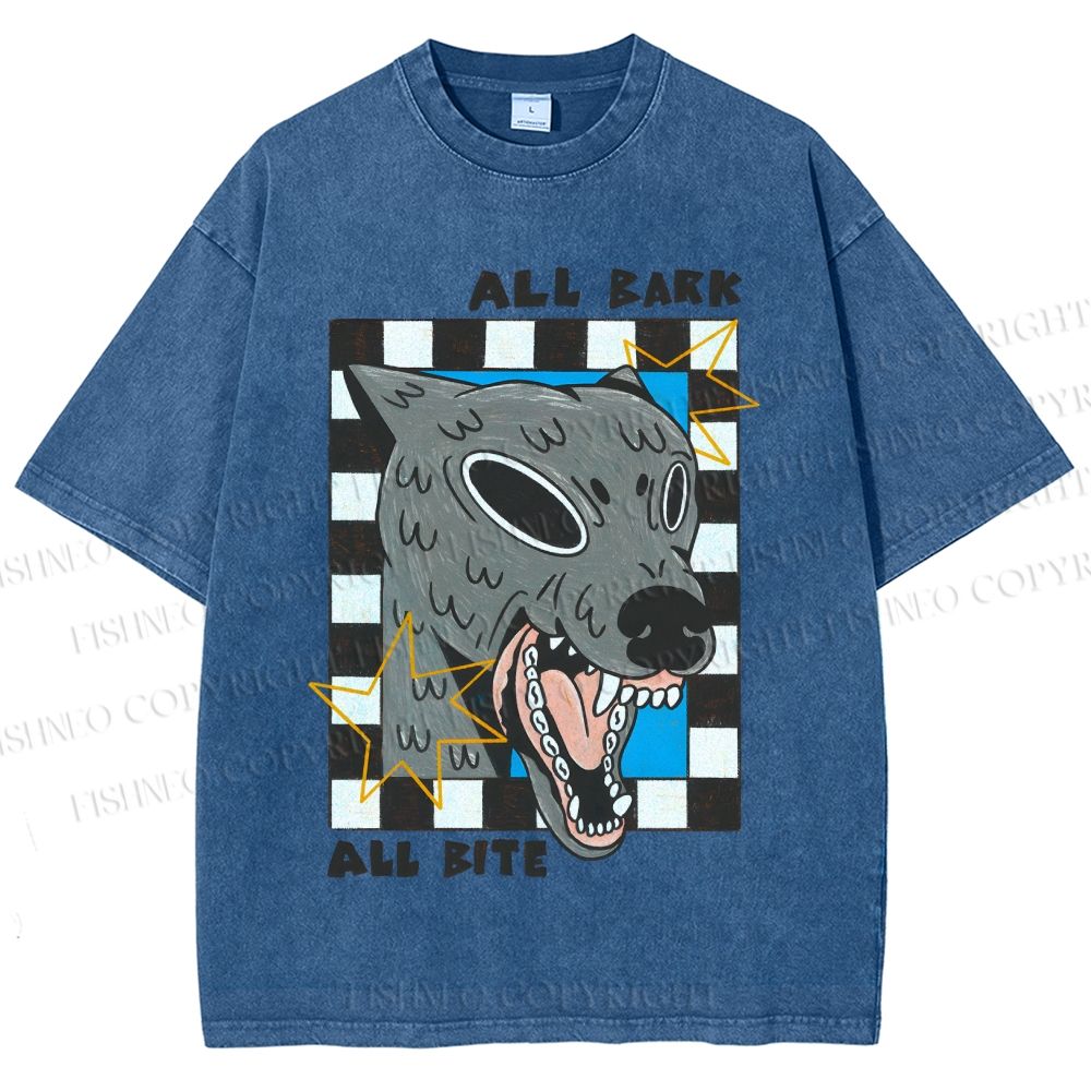Unisex All Bark All Bite Printed Washed Tee