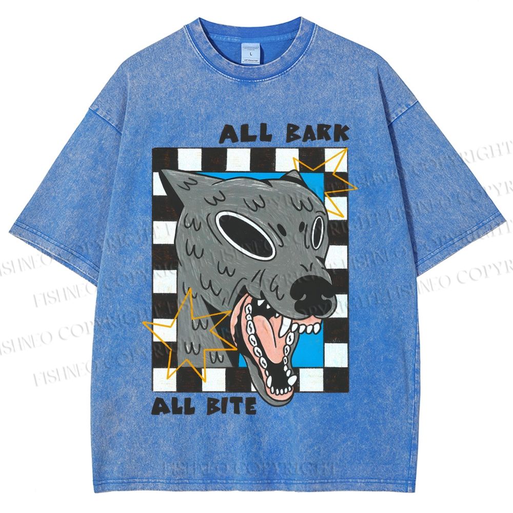 Unisex All Bark All Bite Printed Washed Tee