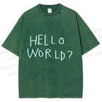 Unisex Hello World Printed Washed Tee