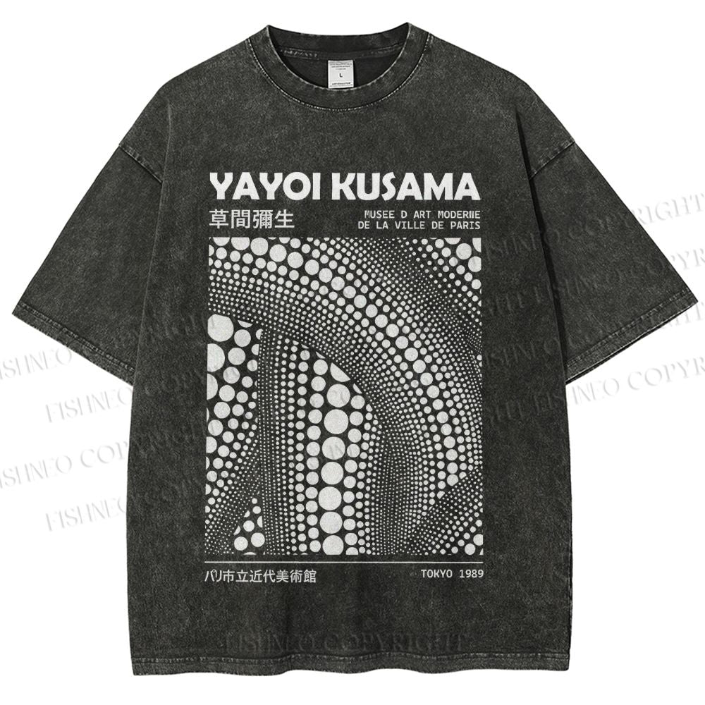 Unisex Yayoi Kusama Poster Printed Washed Tee