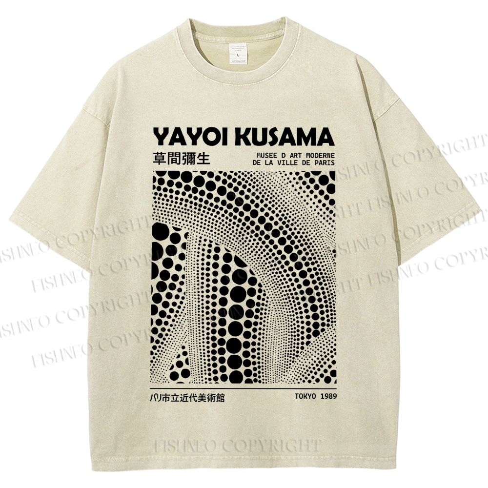 Unisex Yayoi Kusama Poster Printed Washed Tee