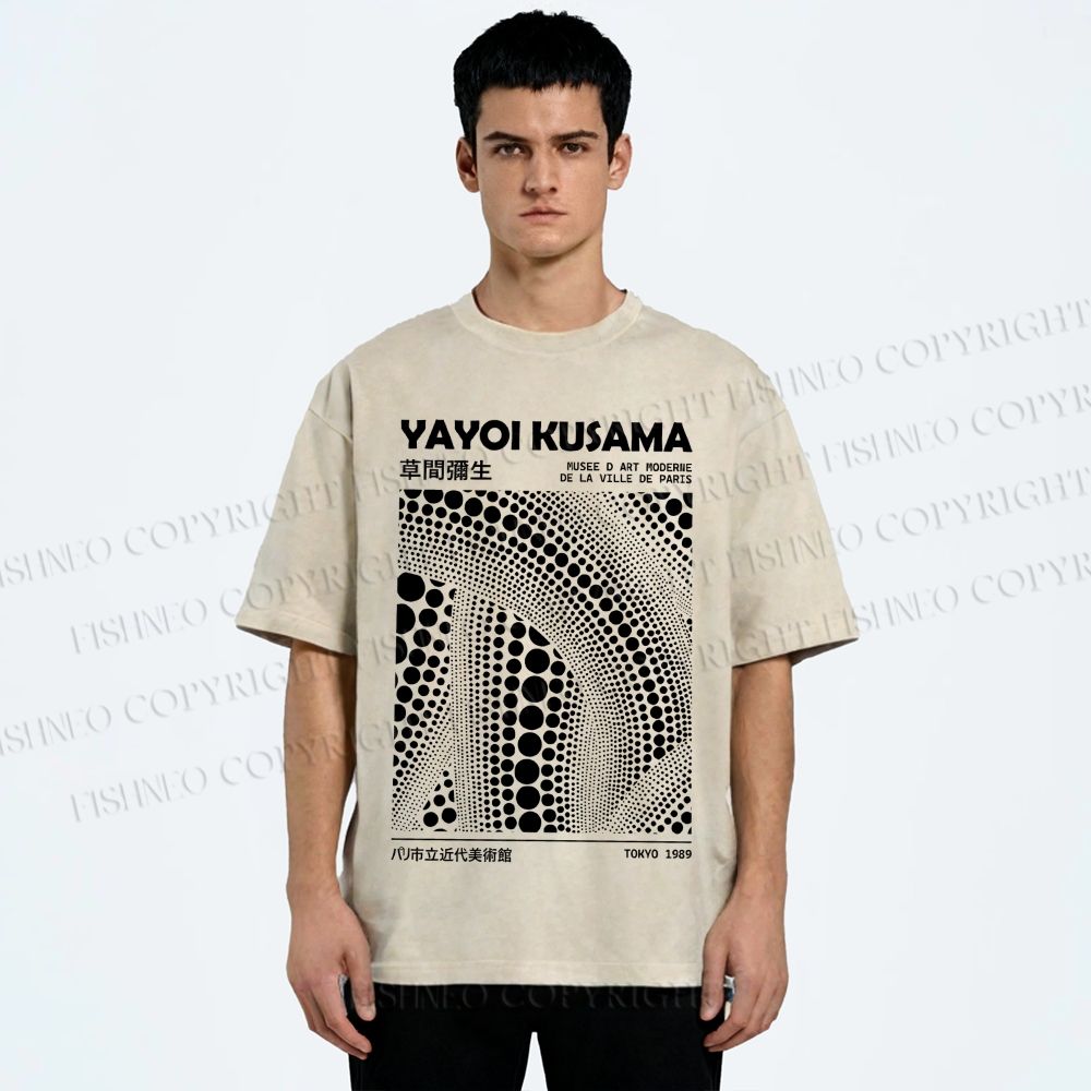 Unisex Yayoi Kusama Poster Printed Washed Tee