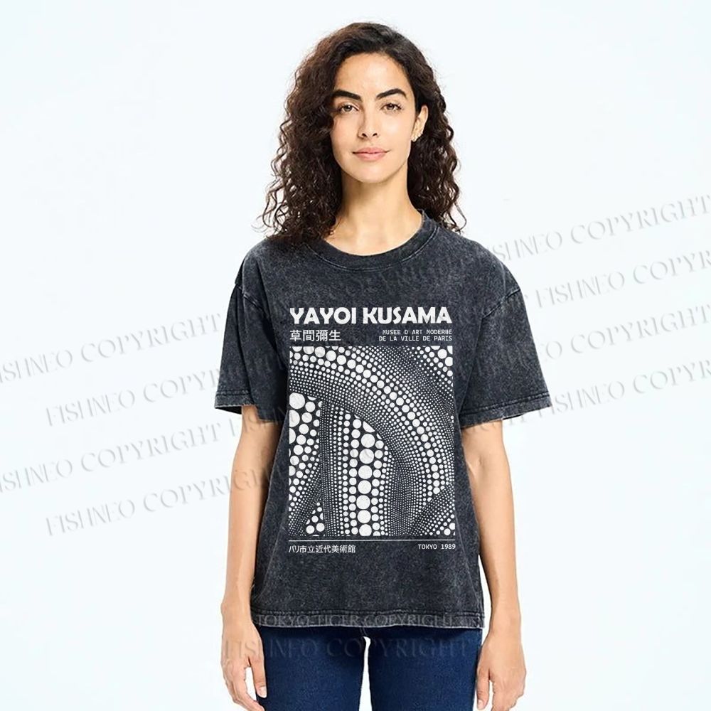 Unisex Yayoi Kusama Poster Printed Washed Tee