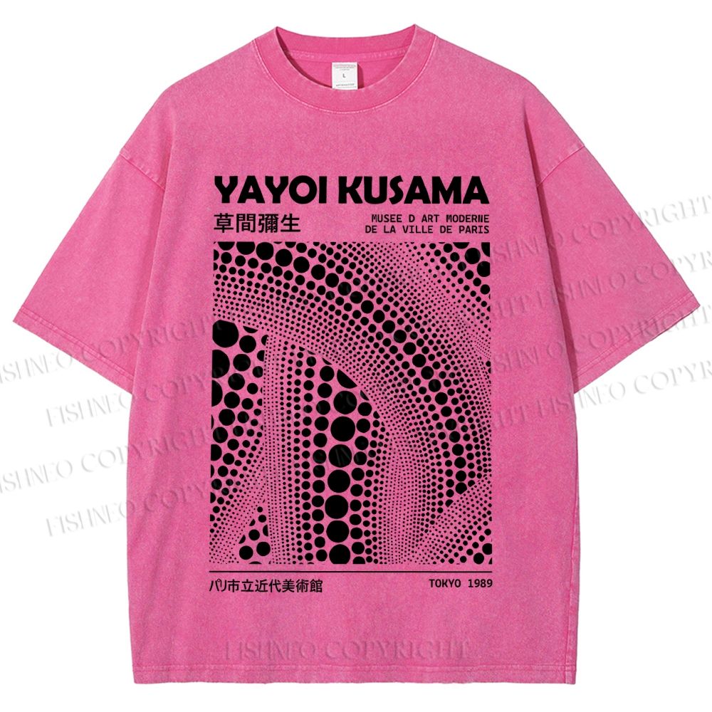 Unisex Yayoi Kusama Poster Printed Washed Tee