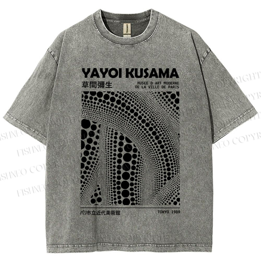 Unisex Yayoi Kusama Poster Printed Washed Tee