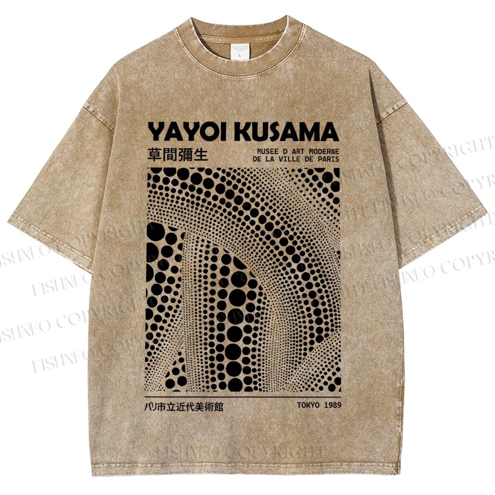 Unisex Yayoi Kusama Poster Printed Washed Tee