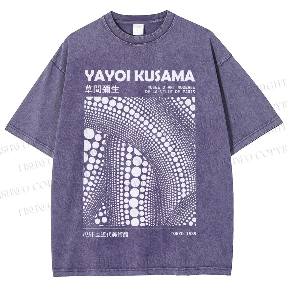 Unisex Yayoi Kusama Poster Printed Washed Tee