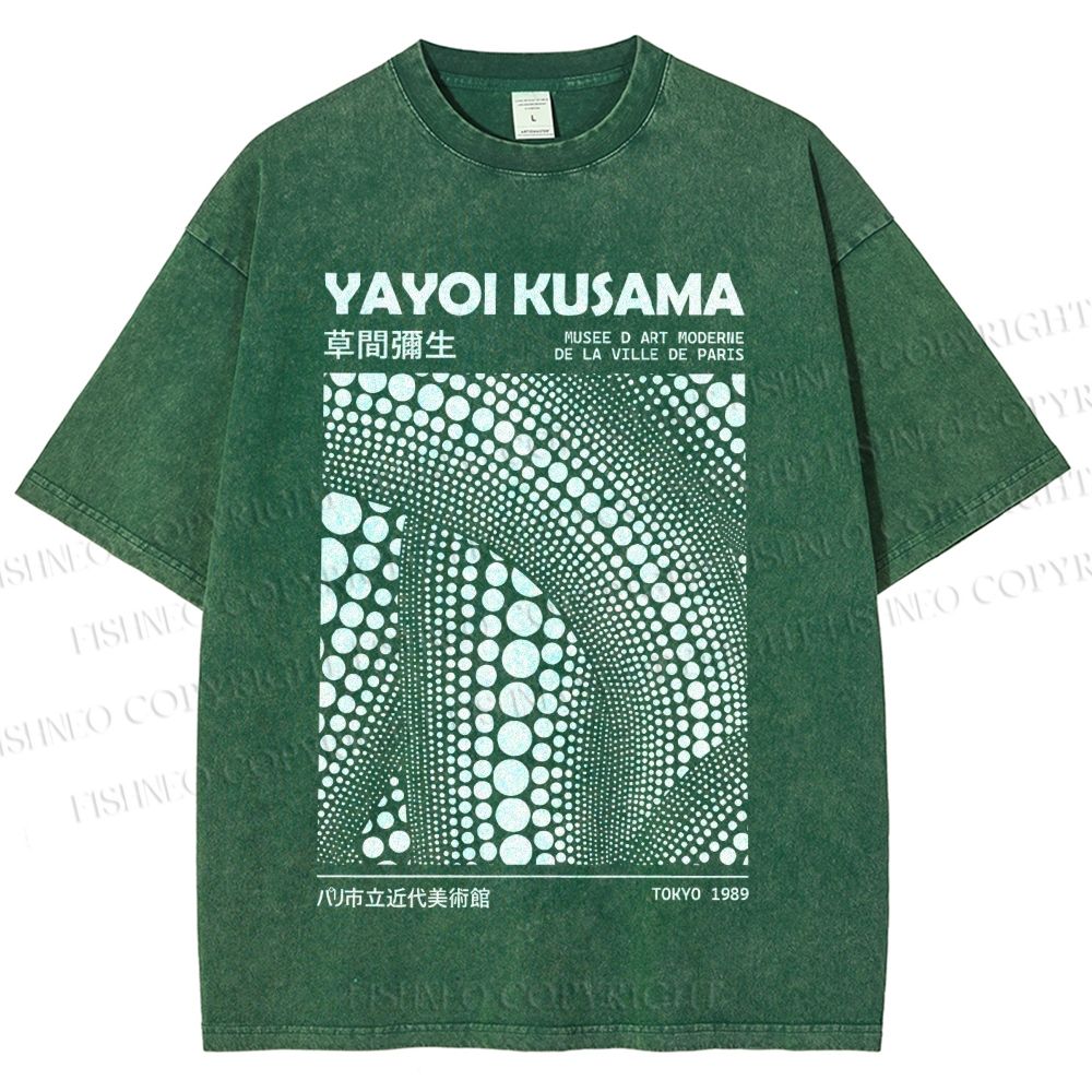 Unisex Yayoi Kusama Poster Printed Washed Tee