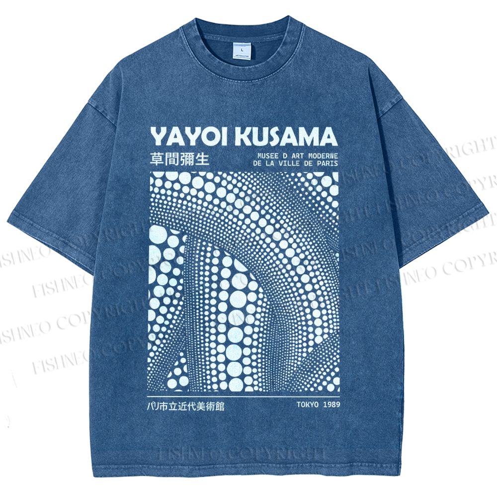 Unisex Yayoi Kusama Poster Printed Washed Tee