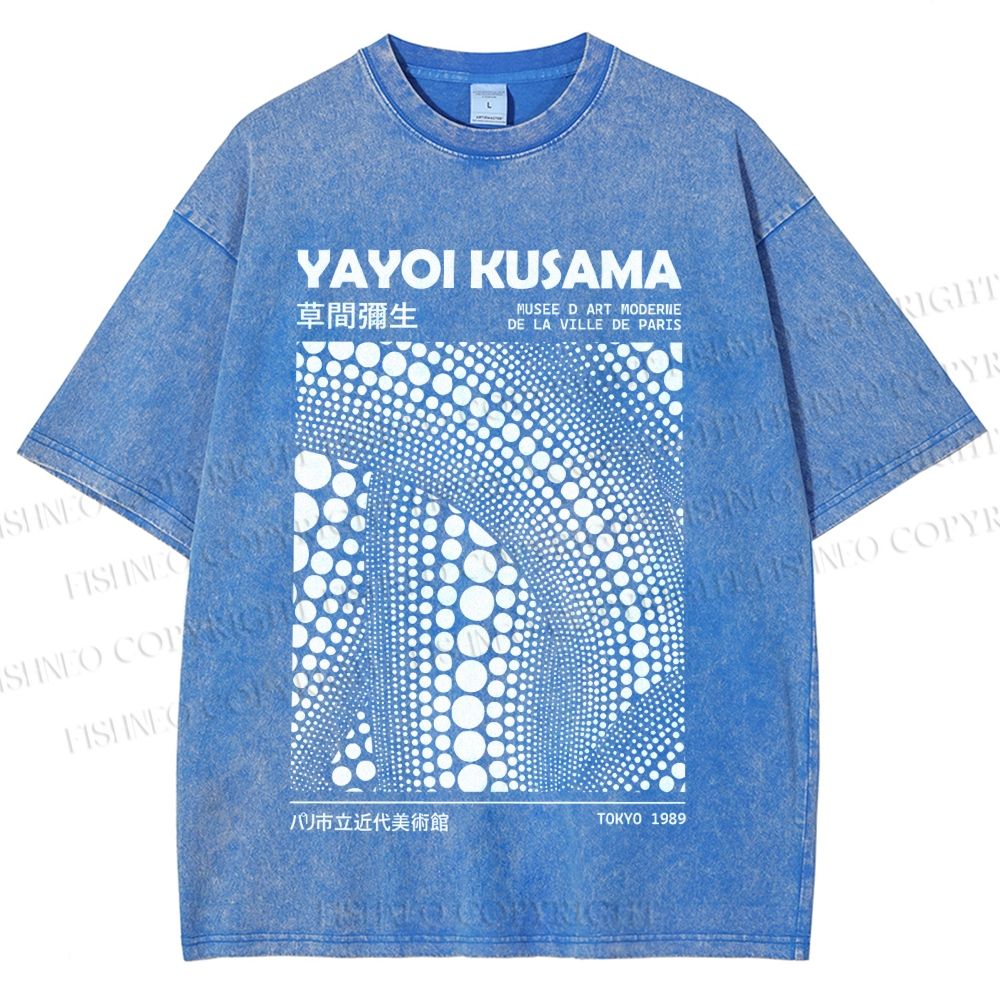 Unisex Yayoi Kusama Poster Printed Washed Tee