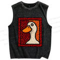 Unisex Duck Art Printed Washed Tank Top
