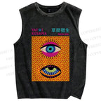 Unisex Yayoi Kusama Eyes Printed Washed Tank Top