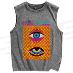 Unisex Yayoi Kusama Eyes Printed Washed Tank Top