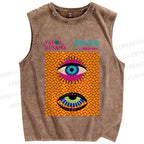 Unisex Yayoi Kusama Eyes Printed Washed Tank Top