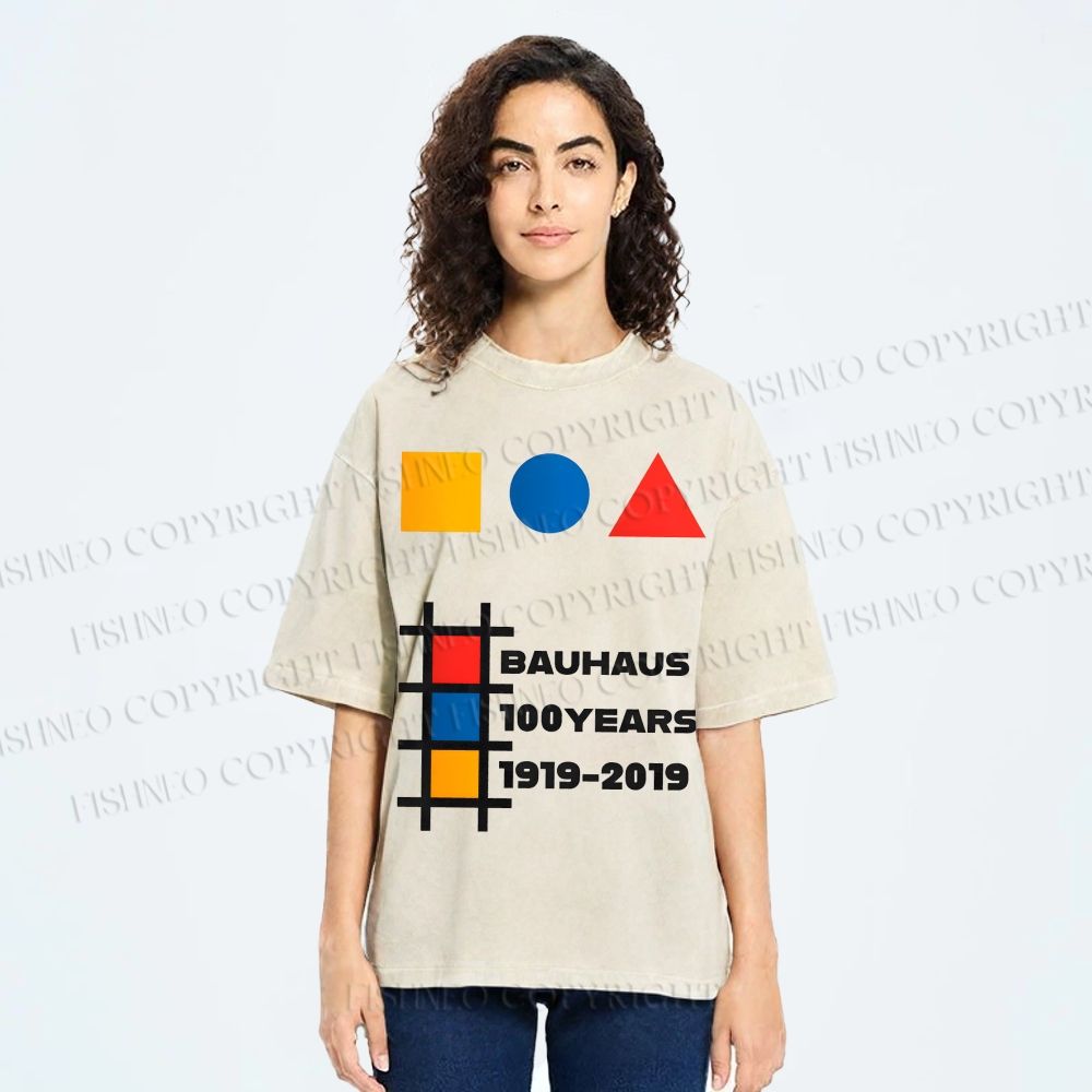 Unisex Bauhaus 100 Years Printed Washed Tee