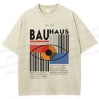 Unisex Bauhaus Geometric Eyes Printed Washed Tee