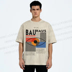 Unisex Bauhaus Geometric Eyes Printed Washed Tee