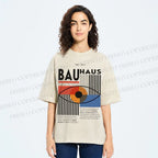 Unisex Bauhaus Geometric Eyes Printed Washed Tee