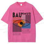 Unisex Bauhaus Geometric Eyes Printed Washed Tee