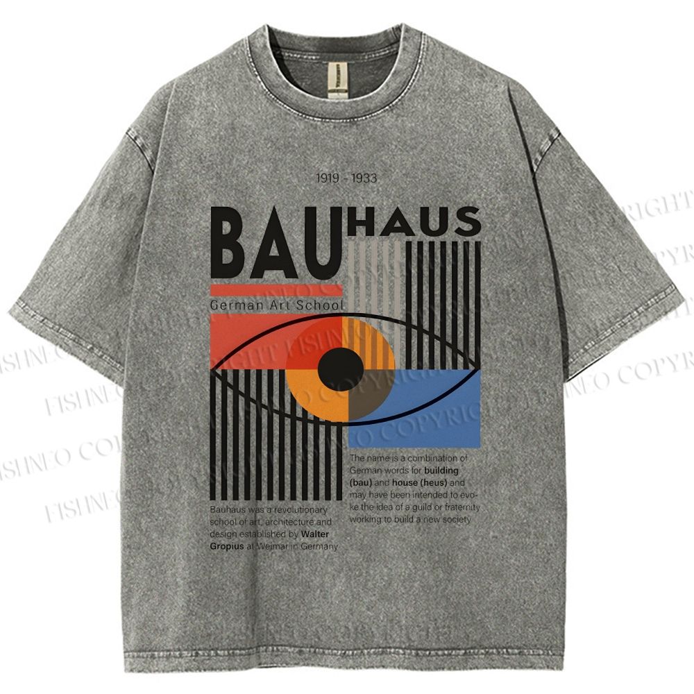 Unisex Bauhaus Geometric Eyes Printed Washed Tee