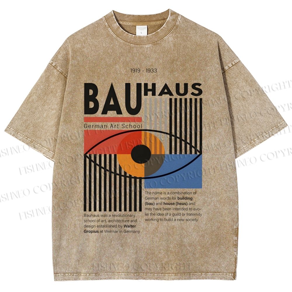Unisex Bauhaus Geometric Eyes Printed Washed Tee